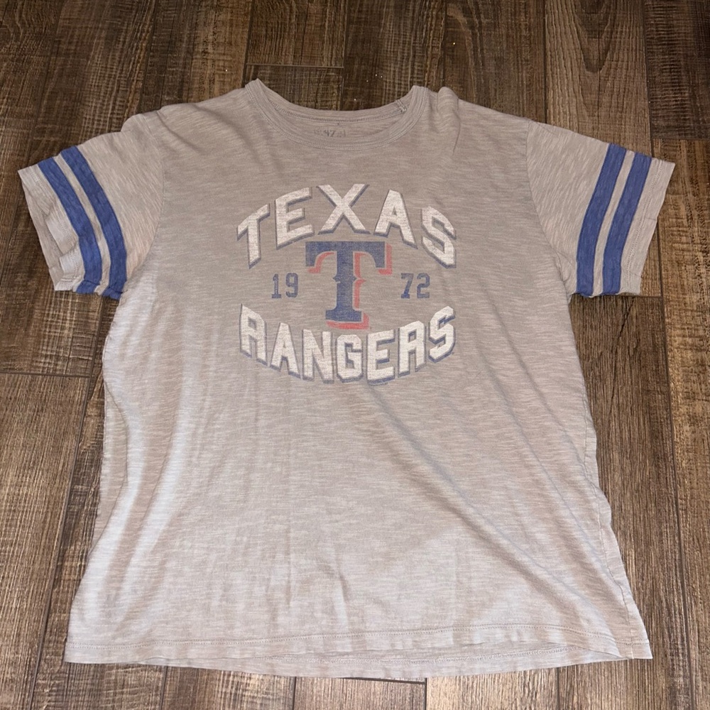 Texas Rangers Gray T-Shirt with Blue Stripes